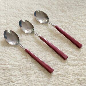 Vintage IKEA Stainless Steel Spoons – Set of 3 – Red Bakelite Handles